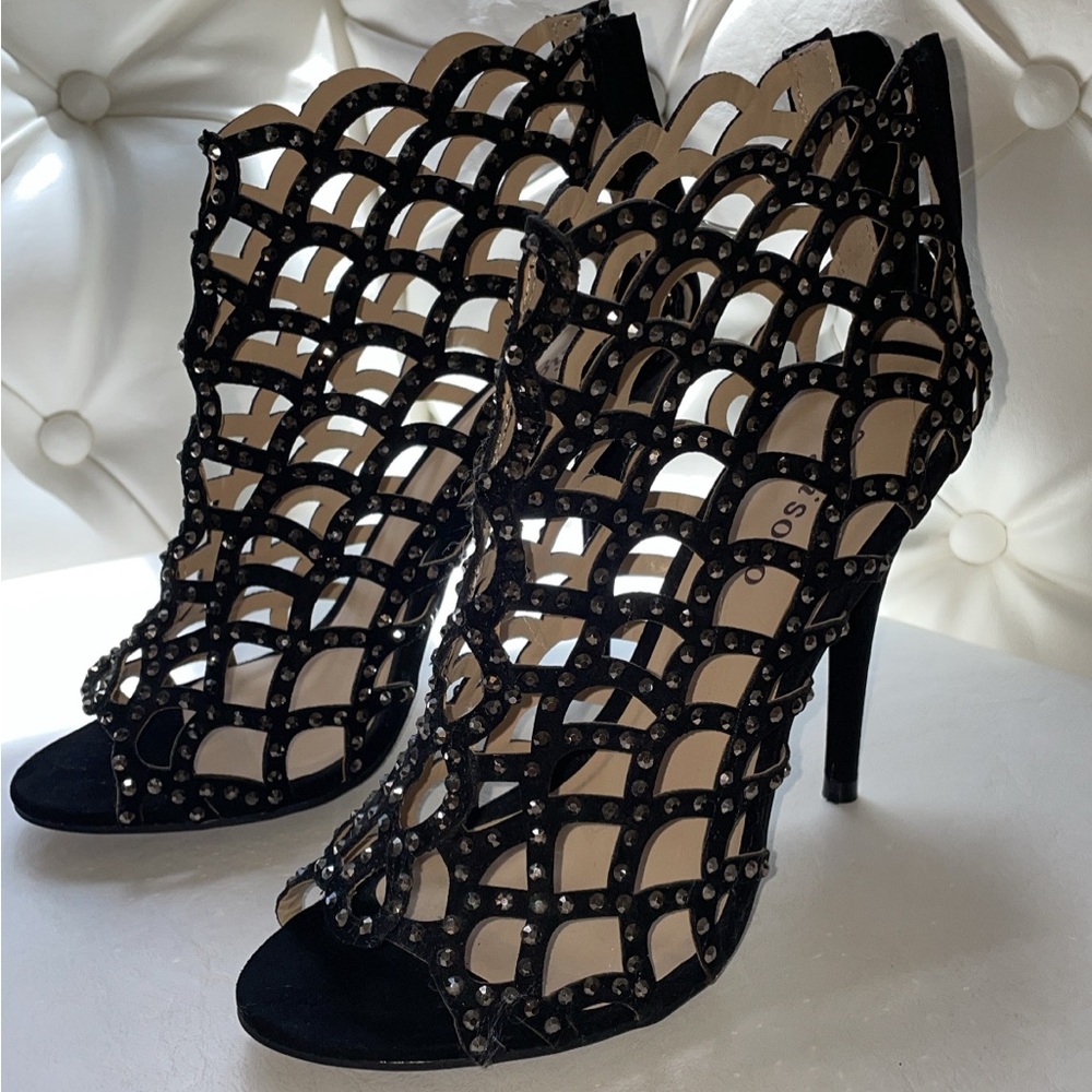 Black studded Caged Heels